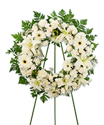 Wreath of mixed white flowers